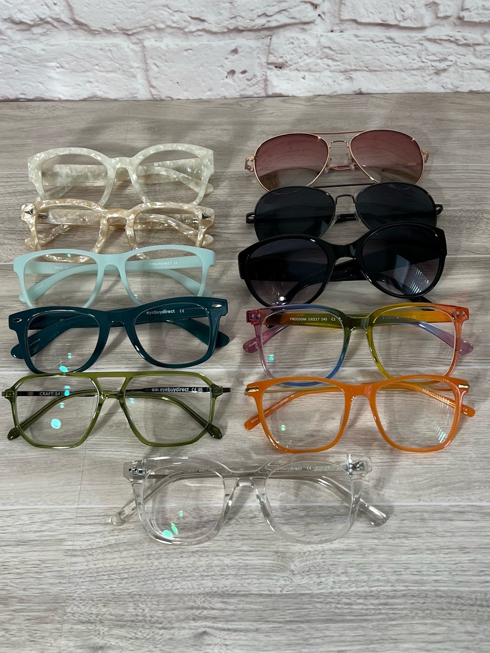 Lot of 8 Eyeglass Frames and 3 Pair Nonprescription Sunglasses